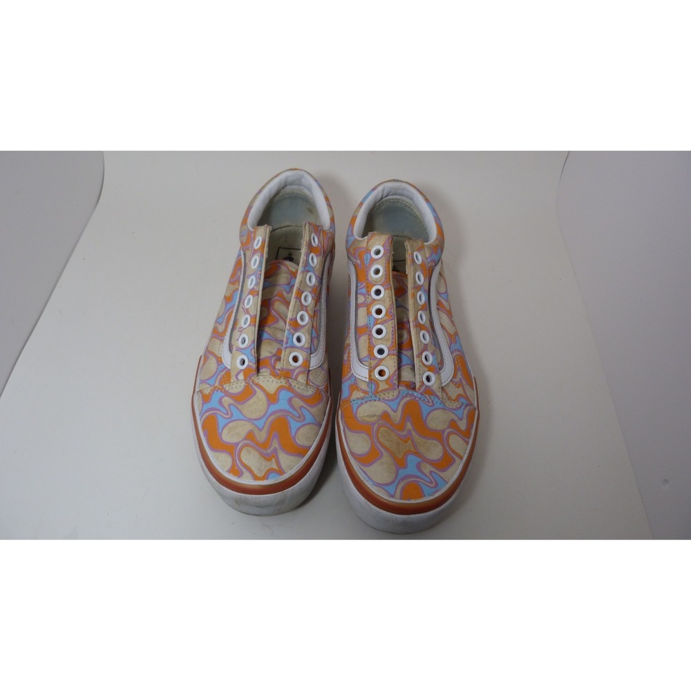 Vans Old Skool Stacked UV INK Peace Platform Sneakers Orange Blue Womens 9